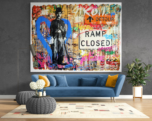 Detour Modern Urban Graffiti Print Canvas Living Room Game Room Wall Decor Ready to Hang Modern American Contemporary Art Teenage Boy Gift
