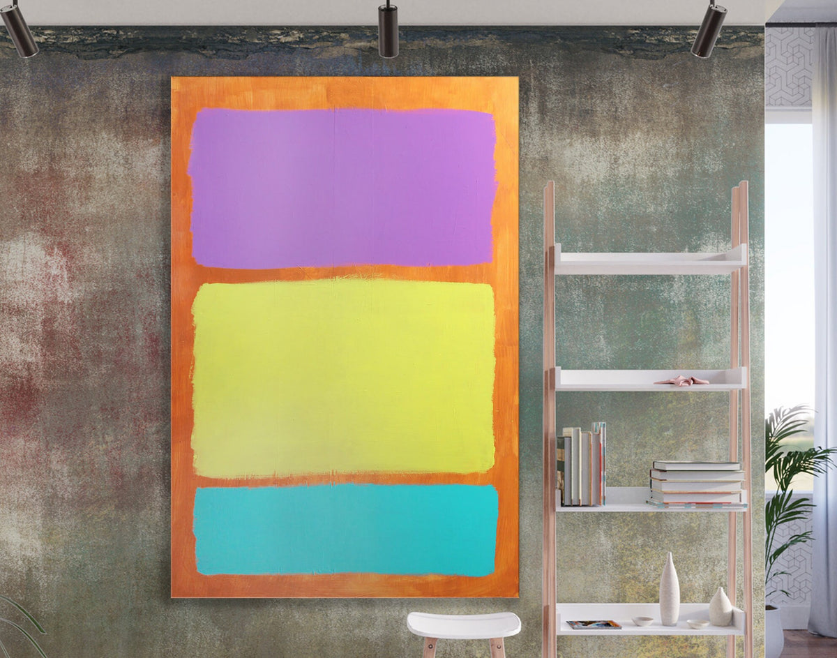 Berry Yellow Mint Rothko Style Print on Canvas Bright Colorful Living Room Wall Decor Ready to Hang Print Wedding Gift Mother's Day Gift