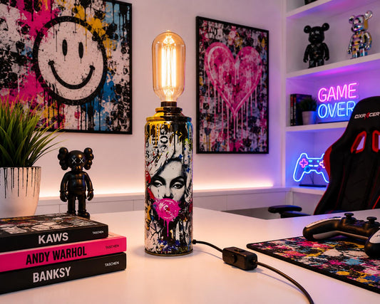 Monroe Graffiti Torn Spraycan with Edison Lamp