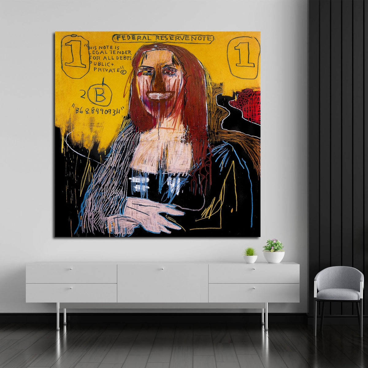 Mona Lisa Street Art Canvas, Modern Graffiti Wall Decor, Neo Expressionism Canvas Print, Urban Pop Art, Large Edgy Apartment Art