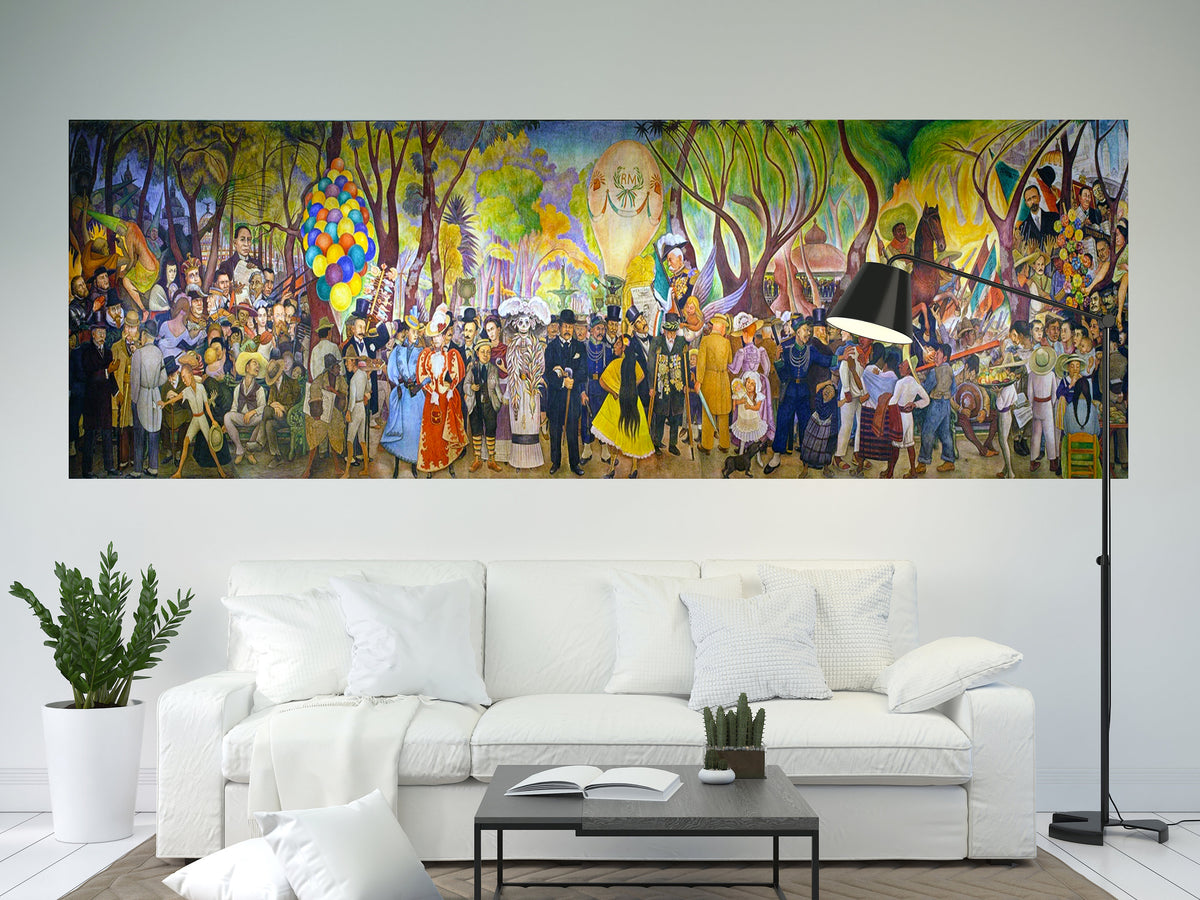 Diego Rivera Dream of a Sunday Afternoon at Alameda Central Park Mexican Wall Art Print Extra Large Wide High Quality Canvas Print Best gift
