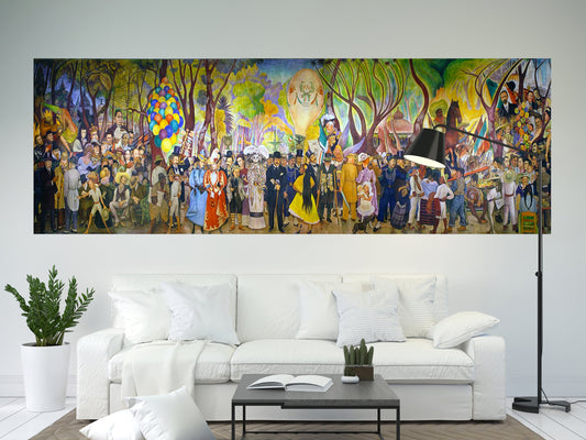 Diego Rivera Dream of a Sunday Afternoon at Alameda Central Park Mexican Wall Art Print Extra Large Wide High Quality Canvas Print Best gift