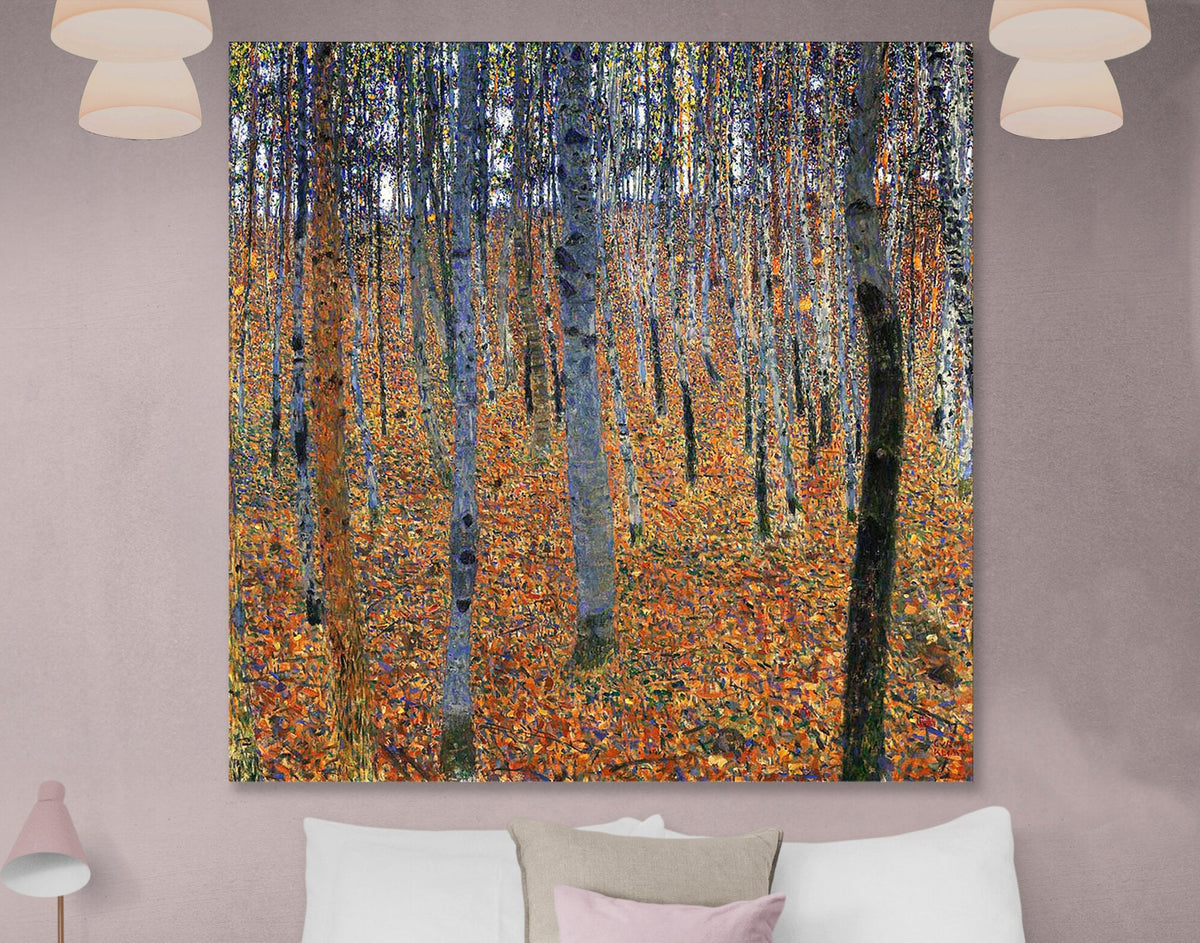 Gustav Klimt Beech Grove I Print Canvas Famous Bright Colorful Modern Living Room Decor Expensive Wall Art Ready to Hang Mothers Day Gift