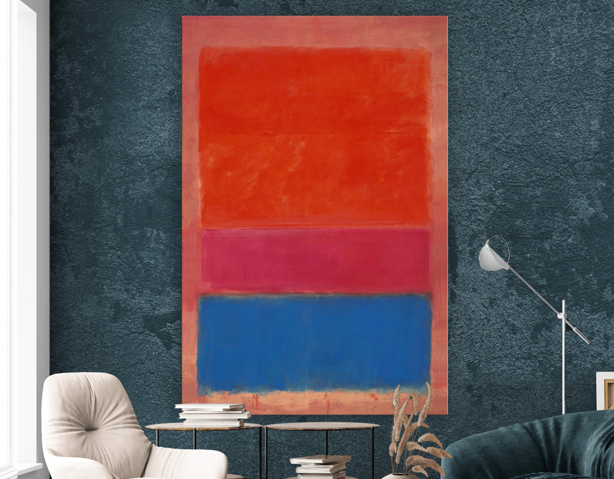 Mark Rothko No. 1 Royal Red and Blue Print on Canvas Bright Colorful Living Room Wall Decor Ready to Hang Trendy Art Gift Wedding Gift