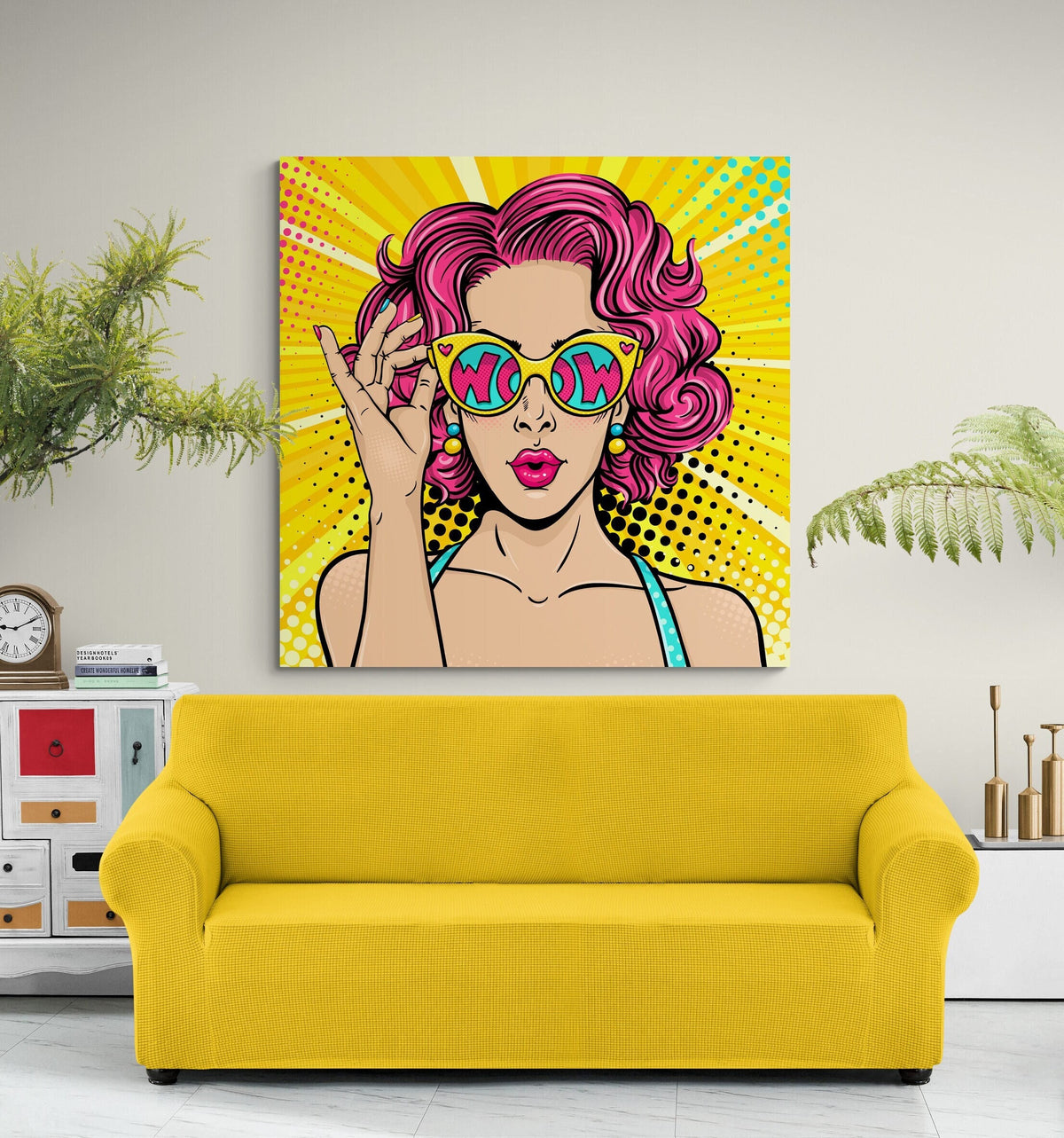 WOW Woman Pop Art Canvas Print, Modern Urban Wall Decor