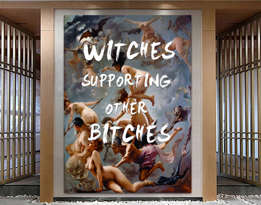 Witches Support Bitches Canvas Print, Feminist Wall Art