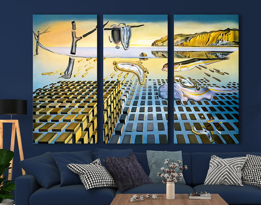 Disintegration of the Persistence of Memory by Salvador Dali Bright Colorful Surrealism Print on Canvas Ready to Hang Living Room Wall Decor