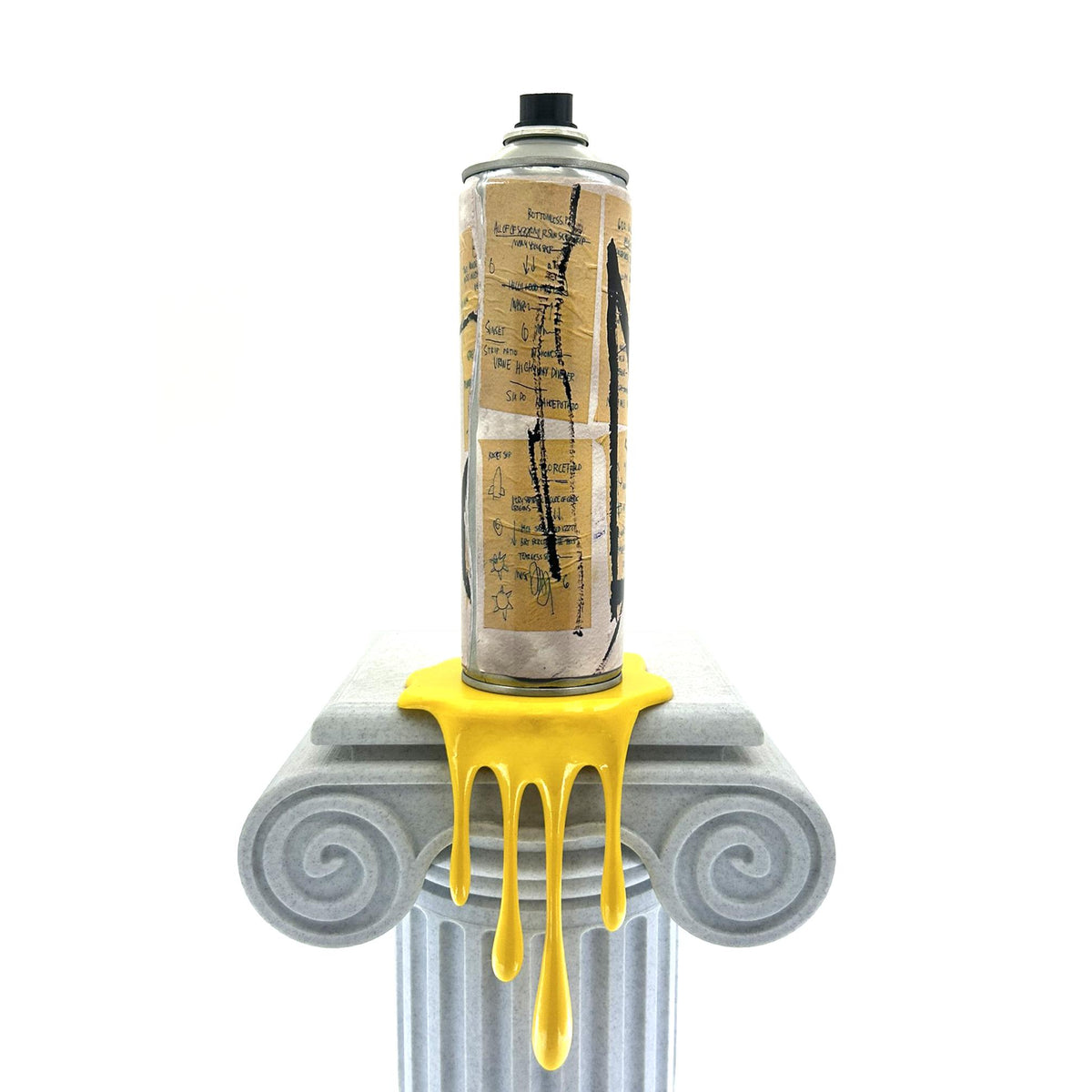 Basquiat Crown Graffiti Spray Paint Can Decor Sculpture with Color Paint Drip