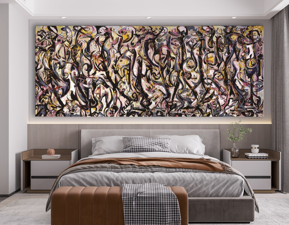 Jackson Pollock Mural Canvas Print Abstractionism Bright Colorful Living Room Modern Wall Decor Ready to Hang Best Friend Art Gift